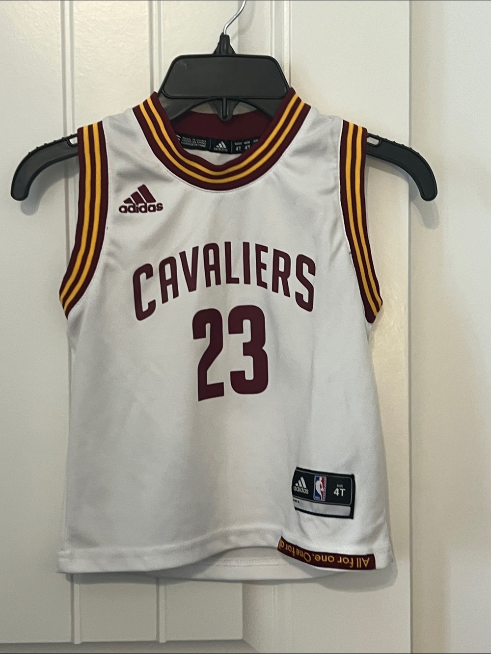 Lebron James Adidas Cavaliers #23 White Maroon and Gold Jersey Size 4T
